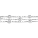 Round Lab Created Diamond  Three-row Diamonds by the Yard Chain Bracelet in White Gold (MD250320)