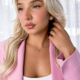 Round Diamond Bezel set Halo Necklace in White Gold (MD210228)