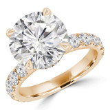 Round Lab Created Diamond  Hidden Halo Solitaire with Accents Engagement Ring in Yellow Gold (MD250180) Round Lab Created Diamond  Hidden Halo Solitaire with Accents Engagement Ring in Yellow Gold (MD250180)