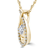 Round Diamond Bezel Set Fancy Pendant Necklace in Yellow Gold (MD220463) Round Diamond Bezel Set Fancy Pendant Necklace in Yellow Gold (MD220463)