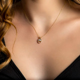 Round Diamond Bezel Set Fancy Pendant Necklace in Yellow Gold (MD220463) Round Diamond Bezel Set Fancy Pendant Necklace in Yellow Gold (MD220463)