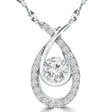 Round Diamond Teardrop Solitaire with Accents Pendant Necklace in White Gold (MD230191) Round Diamond Teardrop Solitaire with Accents Pendant Necklace in White Gold (MD230191)