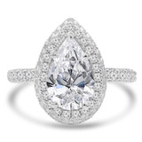 Pear Lab Created Diamond  Rollover Pear Halo Engagement Ring in White Gold with Accents (MD250278)