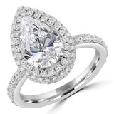Pear Lab Created Diamond  Rollover Pear Halo Engagement Ring in White Gold with Accents (MD250278)