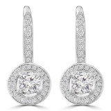 Round Diamond Halo Drop/Dangle Earrings in White Gold (MD250377) Round Diamond Halo Drop/Dangle Earrings in White Gold (MD250377)