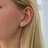 Round Diamond Floral Flower Halo Stud Earrings in Yellow Gold (MD250375) Round Diamond Floral Flower Halo Stud Earrings in Yellow Gold (MD250375)