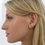 Round Lab Created Diamond  Halo Stud Earrings in White Gold (MD250396)