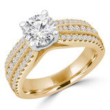 Round Diamond Three-row Solitaire with Accents Engagement Ring in Yellow Gold (MD210146)