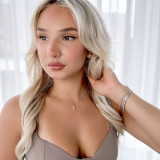 Round Diamond Three-Stone Pendant Necklace in White Gold (MD210270)