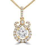 Round Diamond Halo Pendant Necklace in Yellow Gold (MD180484) Round Diamond Halo Pendant Necklace in Yellow Gold (MD180484)