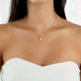 Round Diamond Halo Pendant Necklace in Yellow Gold (MD180484) Round Diamond Halo Pendant Necklace in Yellow Gold (MD180484)