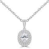 Oval Diamond Double Halo Solitaire with Accents Pendant Necklace in White Gold (MD250344) Oval Diamond Double Halo Solitaire with Accents Pendant Necklace in White Gold (MD250344)