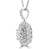 Round Diamond Double Cushion Halo Pendant Necklace in White Gold (MD210055) Round Diamond Double Cushion Halo Pendant Necklace in White Gold (MD210055)