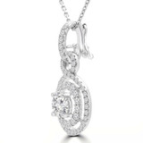 Round Diamond Double Halo Infinity Pendant Necklace in White Gold (MD190528)
