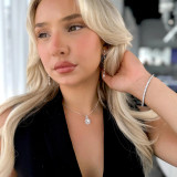 Round Diamond Double Halo Infinity Pendant Necklace in White Gold (MD190528)