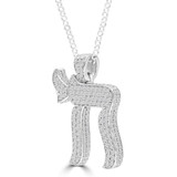 Round Diamond Chai Fancy Pendant Necklace in White Gold *No Chain* (MD210320)