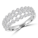 Round Diamond Three-row Shared-prong Cocktail Ring in White Gold (MD250269)