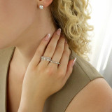 Round Diamond Three-row Shared-prong Cocktail Ring in White Gold (MD250269)