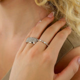 Round Diamond Three-row Cross-over Cocktail Ring in White Gold (MD250272) Round Diamond Three-row Cross-over Cocktail Ring in White Gold (MD250272)