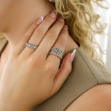 Round Diamond Multi-row Concave Cocktail Ring in White Gold (MD250271)