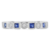 Princess Blue Tanzanite & Round Diamond Vintage Milgrain Semi-Eternity Anniversary Wedding Band Ring in White Gold (MD190318) Princess Blue Tanzanite & Round Diamond Vintage Milgrain Semi-Eternity Anniversary Wedding Band Ring in White Gold (MD190318)