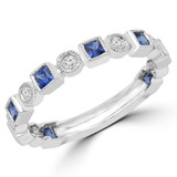 Princess Blue Tanzanite & Round Diamond Vintage Milgrain Semi-Eternity Anniversary Wedding Band Ring in White Gold (MD190318) Princess Blue Tanzanite & Round Diamond Vintage Milgrain Semi-Eternity Anniversary Wedding Band Ring in White Gold (MD190318)