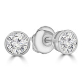 Round Lab Created Diamond  Bezel Set Stud Earrings in White Gold (MD250153)