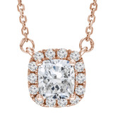 Cushion Diamond Cushion Halo Necklace in Rose Gold (MD210230) Cushion Diamond Cushion Halo Necklace in Rose Gold (MD210230)