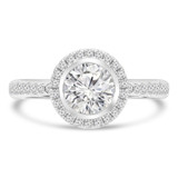 Round Diamond Open Bridge Bezel Set Halo Engagement Ring in White Gold with Accents (MD230131)