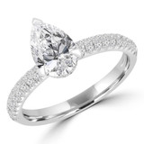 Pear Diamond Knife-edge Hidden Halo  Solitaire with Accents Engagement Ring in White Gold (MD220294) Pear Diamond Knife-edge Hidden Halo  Solitaire with Accents Engagement Ring in White Gold (MD220294)