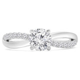 Round Diamond Twisted Solitaire with Accents Engagement Ring in White Gold (MD230061)