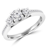 Round Diamond Three-Stone Engagement Ring in White Gold with Channel set Accents (MD230066)