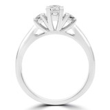 Round Diamond Three-Stone Engagement Ring in White Gold with Channel set Accents (MD230066)