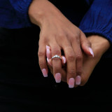 Round Diamond Three-Stone Engagement Ring in White Gold with Channel set Accents (MD230066)