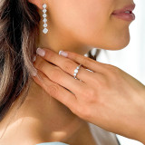 Round Diamond Three-Stone Engagement Ring in White Gold with Channel set Accents (MD230066)