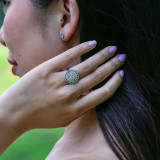 Round Diamond Quadruple Halo Engagement Ring in White Gold (MD190104)