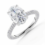Oval Diamond Hidden Halo Engagement Ring in White Gold with Three-row Pave Shared Prong Accents (MVSLG1614-W) Oval Diamond Hidden Halo Engagement Ring in White Gold with Three-row Pave Shared Prong Accents (MVSLG1614-W)