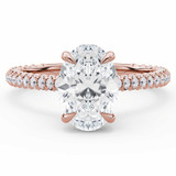 Oval Diamond Hidden Halo Engagement Ring in Rose Gold with Three-row Pave Shared Prong Accents (MVSLG1614-R) Oval Diamond Hidden Halo Engagement Ring in Rose Gold with Three-row Pave Shared Prong Accents (MVSLG1614-R)