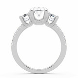 Oval Diamond Three-Stone Engagement Ring in White Gold with Accents (MVSX1053-W)