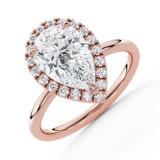 Pear Diamond 3-Prong Open Bridge Halo Engagement Ring in Rose Gold (MVSLG1594-R)