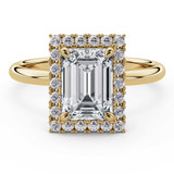 Emerald Diamond 4-Prong Open Bridge Halo Engagement Ring in Yellow Gold (MVSLG1592-Y) Emerald Diamond 4-Prong Open Bridge Halo Engagement Ring in Yellow Gold (MVSLG1592-Y)