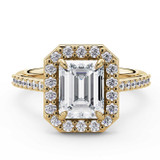 Emerald Diamond 4-Prong Accented Crossover Bridge Halo Engagement Ring in Yellow Gold (MVSLG1587-Y) Emerald Diamond 4-Prong Accented Crossover Bridge Halo Engagement Ring in Yellow Gold (MVSLG1587-Y)