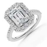 Emerald Diamond 4-Prong Accented Crossover Bridge Halo Engagement Ring in White Gold (MVSLG1587-W) Emerald Diamond 4-Prong Accented Crossover Bridge Halo Engagement Ring in White Gold (MVSLG1587-W)