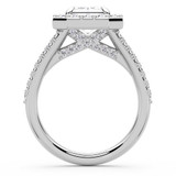 Emerald Diamond 4-Prong Accented Crossover Bridge Halo Engagement Ring in White Gold (MVSLG1587-W) Emerald Diamond 4-Prong Accented Crossover Bridge Halo Engagement Ring in White Gold (MVSLG1587-W)