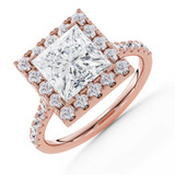 Princess Diamond 4 V-Prong Cathedral Halo Engagement Ring in Rose Gold (MVSLG1583-R) Princess Diamond 4 V-Prong Cathedral Halo Engagement Ring in Rose Gold (MVSLG1583-R)