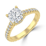 Cushion Diamond 4-Prong Catheral Solitaire with Accents Engagement Ring in Yellow Gold with Hidden Halo and Accents (MVSLG1581-Y) Cushion Diamond 4-Prong Catheral Solitaire with Accents Engagement Ring in Yellow Gold with Hidden Halo and Accents (MVSLG1581-Y)