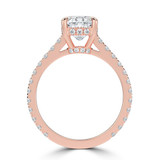 Cushion Diamond 4-Prong Catheral Solitaire with Accents Engagement Ring in Rose Gold with Hidden Halo and Accents (MVSLG1581-R) Cushion Diamond 4-Prong Catheral Solitaire with Accents Engagement Ring in Rose Gold with Hidden Halo and Accents (MVSLG1581-R)