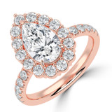 Pear Diamond 3-Prong Open Bridge Halo Engagement Ring in Rose Gold (MVSLG1580-R)