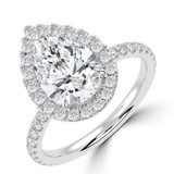 Pear Diamond 3-Prong Open Bridge Halo Engagement Ring in White Gold (MVSLG1572-W)