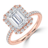 Emerald Diamond 4-Prong Open Bridge Halo Engagement Ring in Rose Gold (MVSLG1571-R) Emerald Diamond 4-Prong Open Bridge Halo Engagement Ring in Rose Gold (MVSLG1571-R)